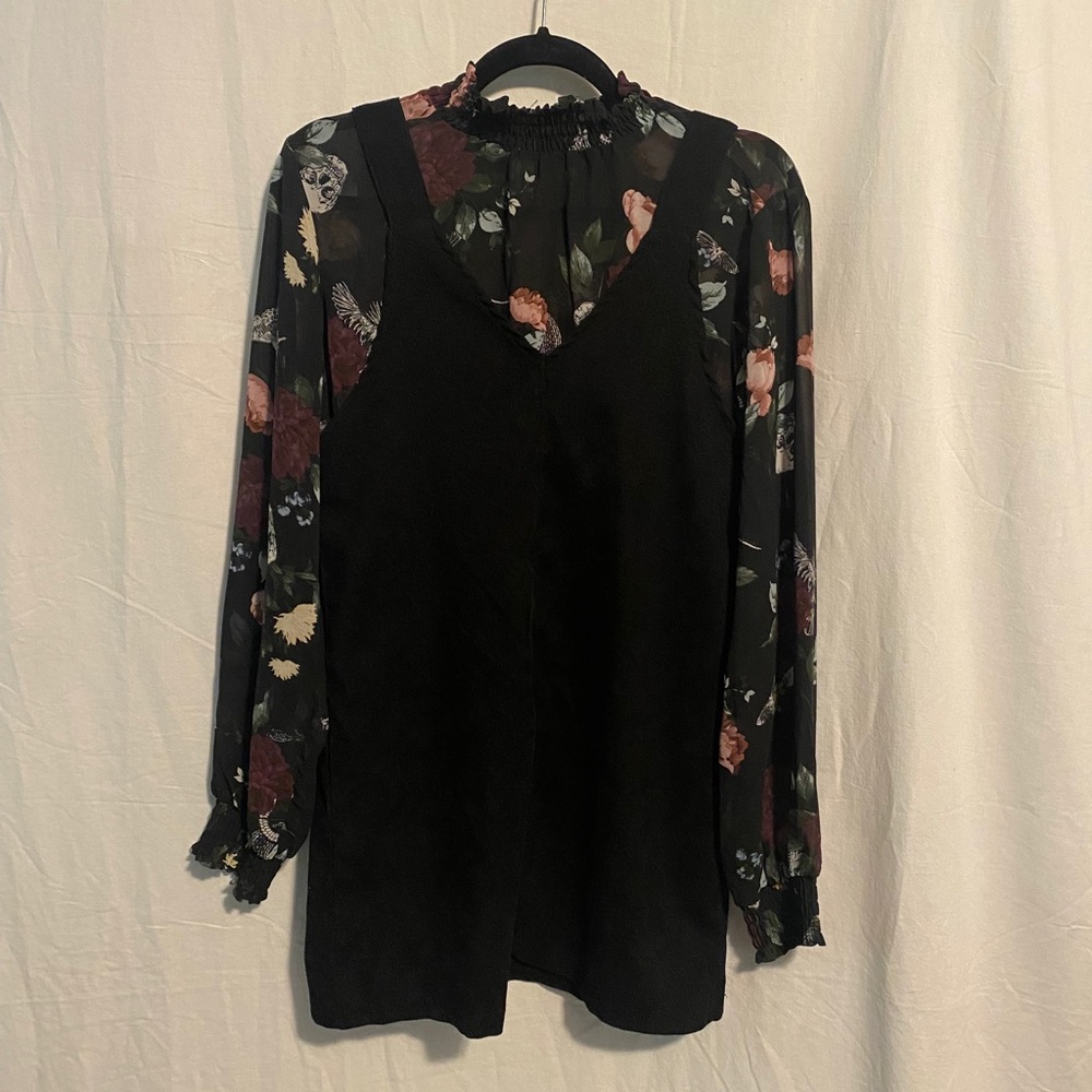 Black corduroy pinafore dress